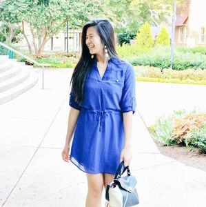 3/4 sleeve blue dress